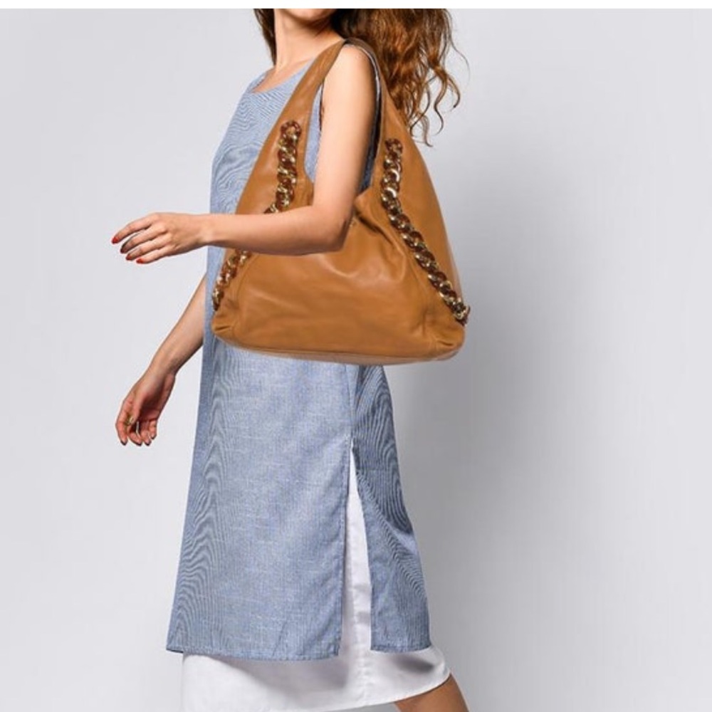 Michael Kors Tan Shoulder Bag with Chain Detail